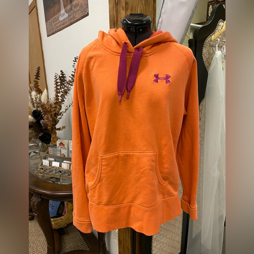 Under Armor Orange Cotton Blend Hoodie sz L